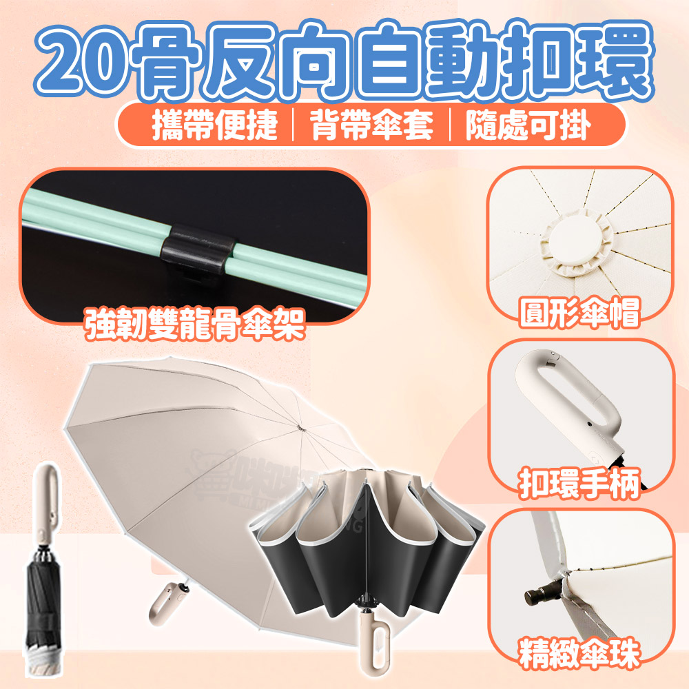 【咪咪購物】VID 雨傘 折疊傘 20骨｜自動反向扣環｜藏青｜開車族必備, , large