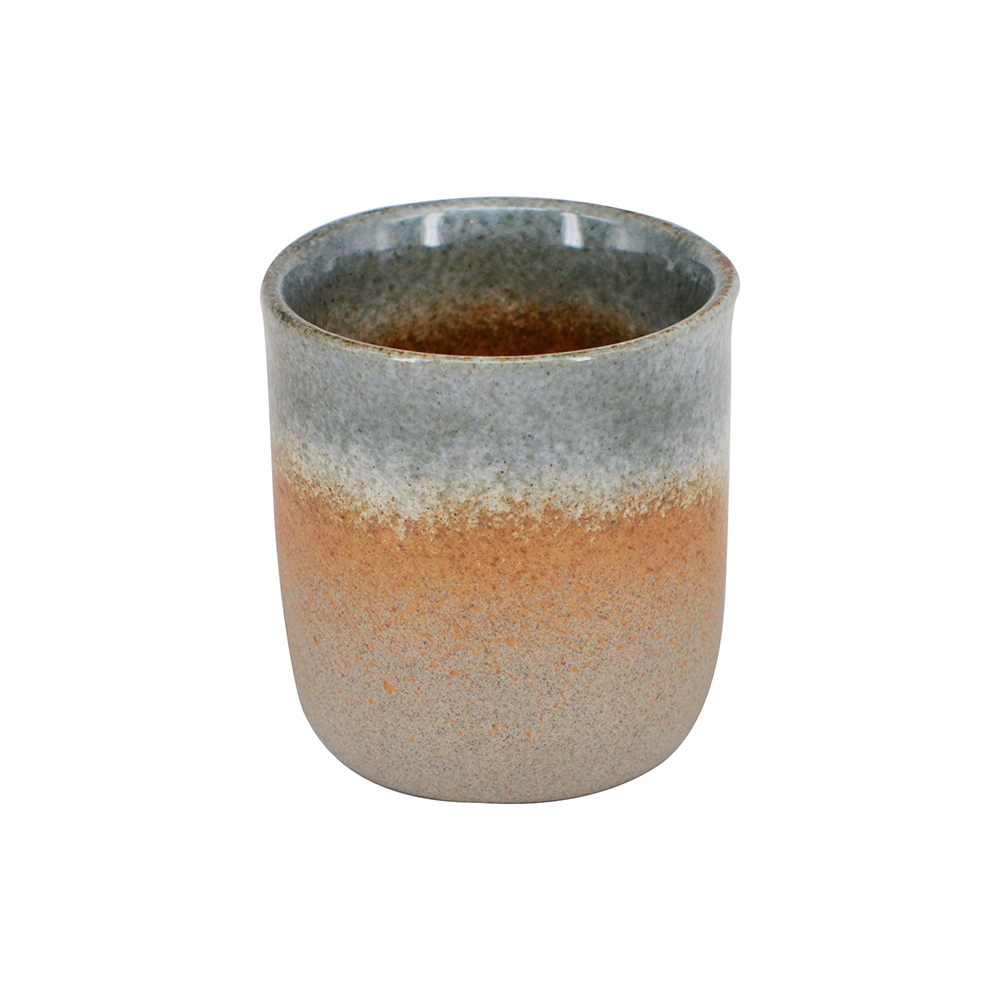 【YU Living】日式窯變撞色 質樸手作茶杯 210ml -漸層藍灰咖色, , large