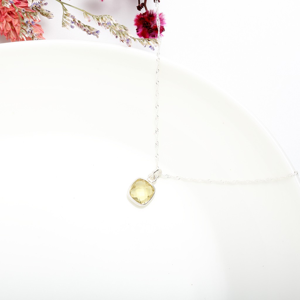 【Angel & Me】Lemon yellow crystal s925 sterling silver necklace birthday gift, , large