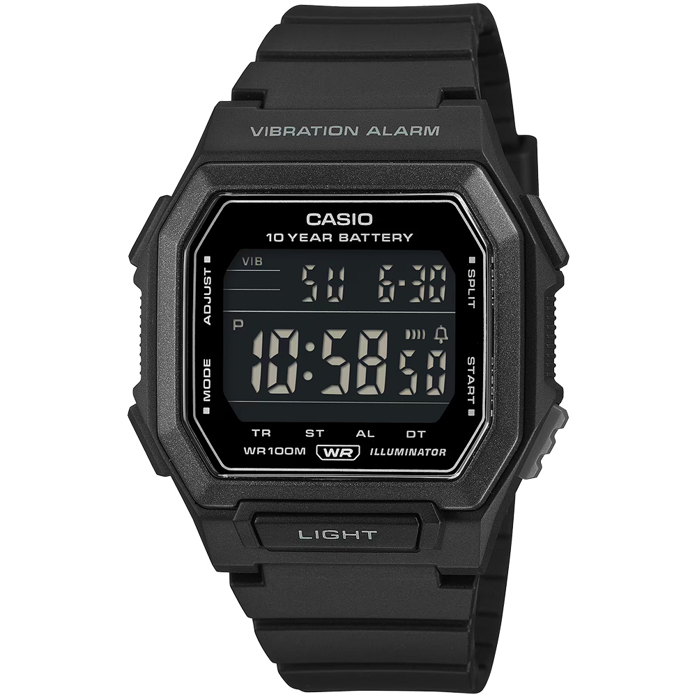 CASIO 卡西歐 0年電力方形電子錶-黑 手錶 學生錶 送禮 禮物 推薦(W-738H-1BV), , large