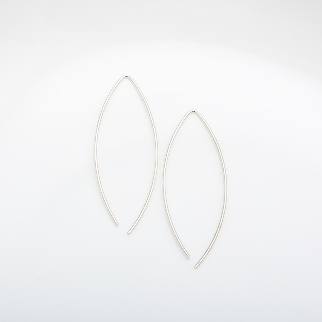 【Angel & Me】Simple Leaf wire s925 sterling silver earrings Birthday gift, , large