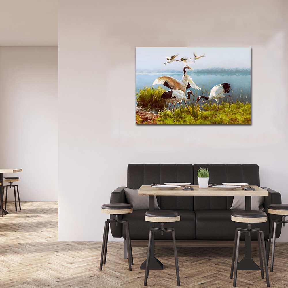 【御畫房】鶴舞 國家一級畫師手繪油畫60&times;90cm(VF-13), , large