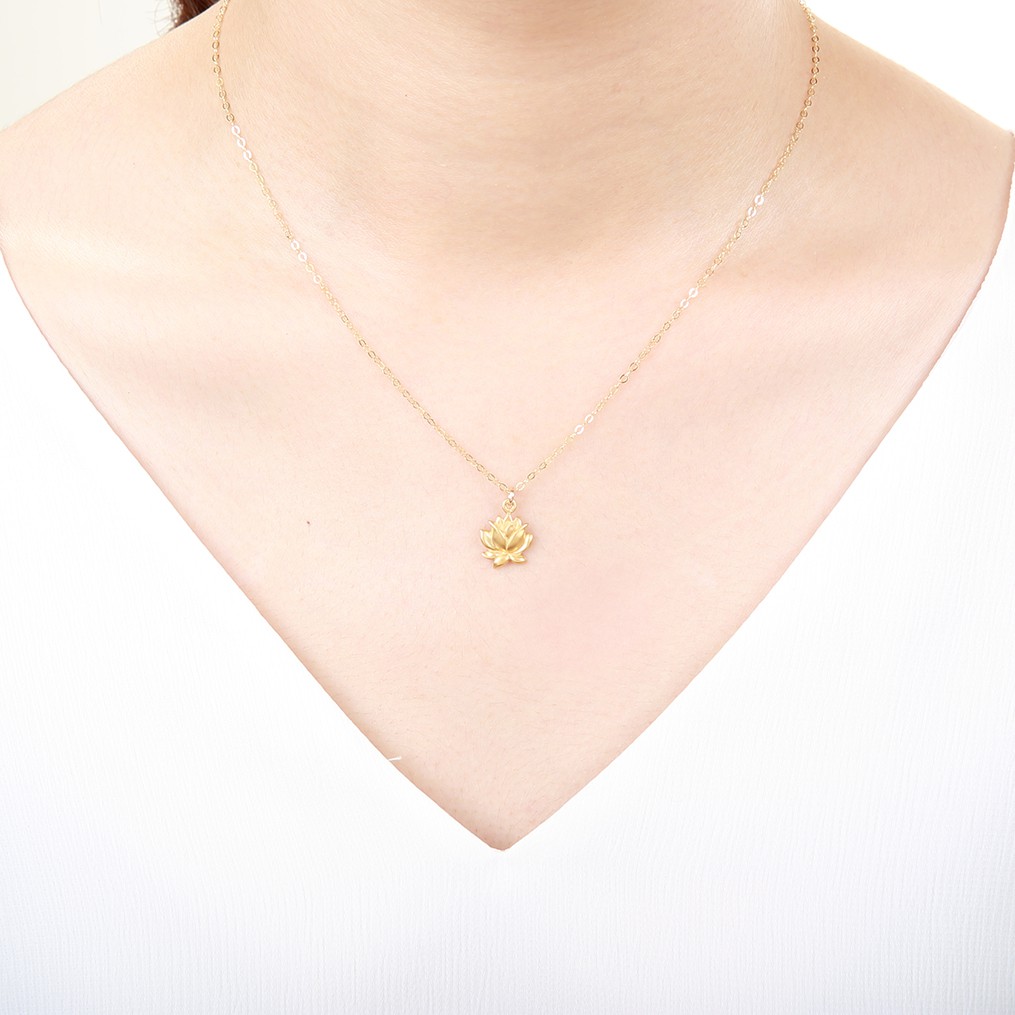 【Angel & Me】Love Lotus s925 sterling silver 24k gold plated necklace gift, , large