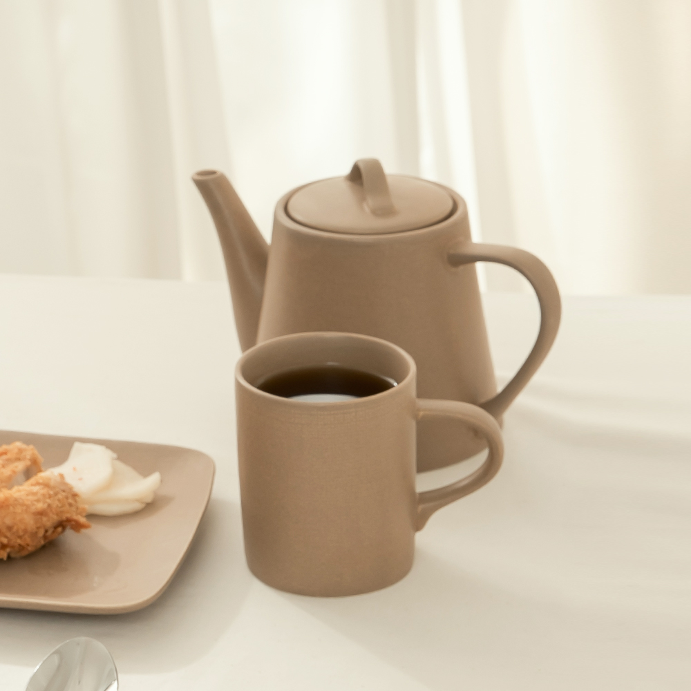 Handcrafted Embossed Kiln-Glazed Ceramic Mug, , large