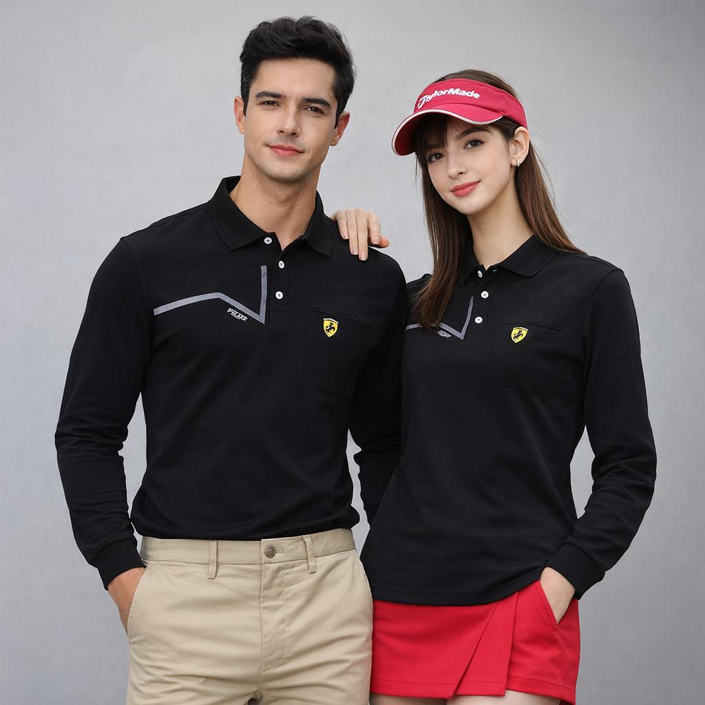  【FALALI】Long Short-sleeved cooling polo shirt - Men's (black), , large