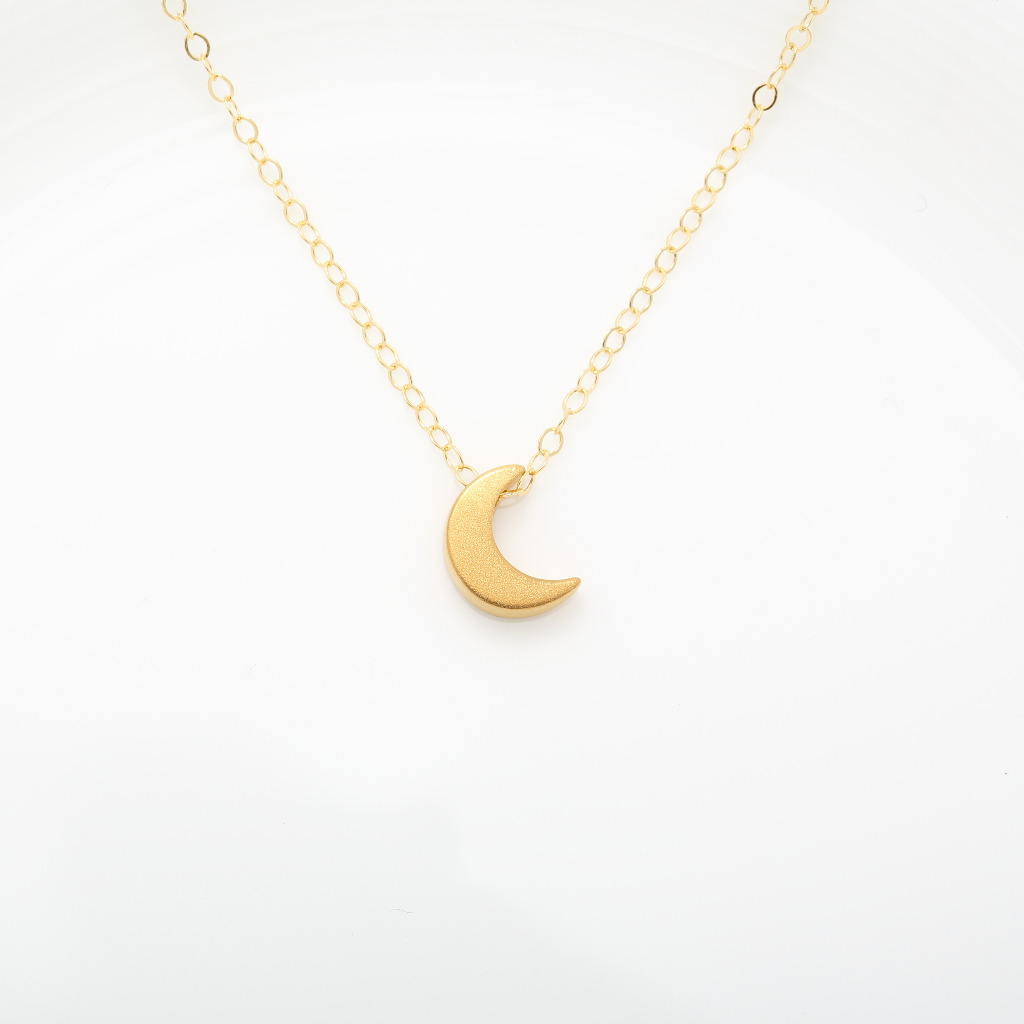 【Angel & Me】Le Petit Prince Moon s925 sterling silver 24k gold-plated necklace, , large