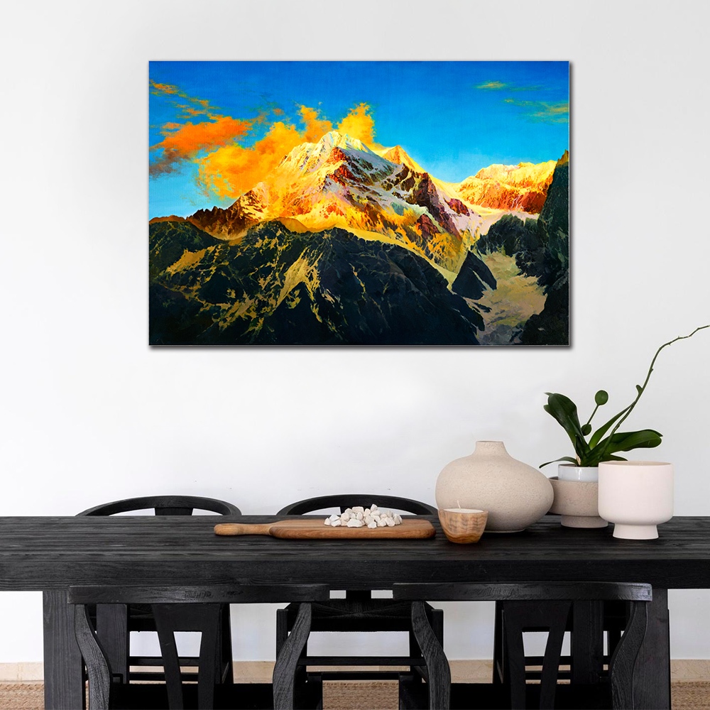 【御畫房】日照金山 國家一級畫師手繪油畫60&times;90cm(VF-90), , large