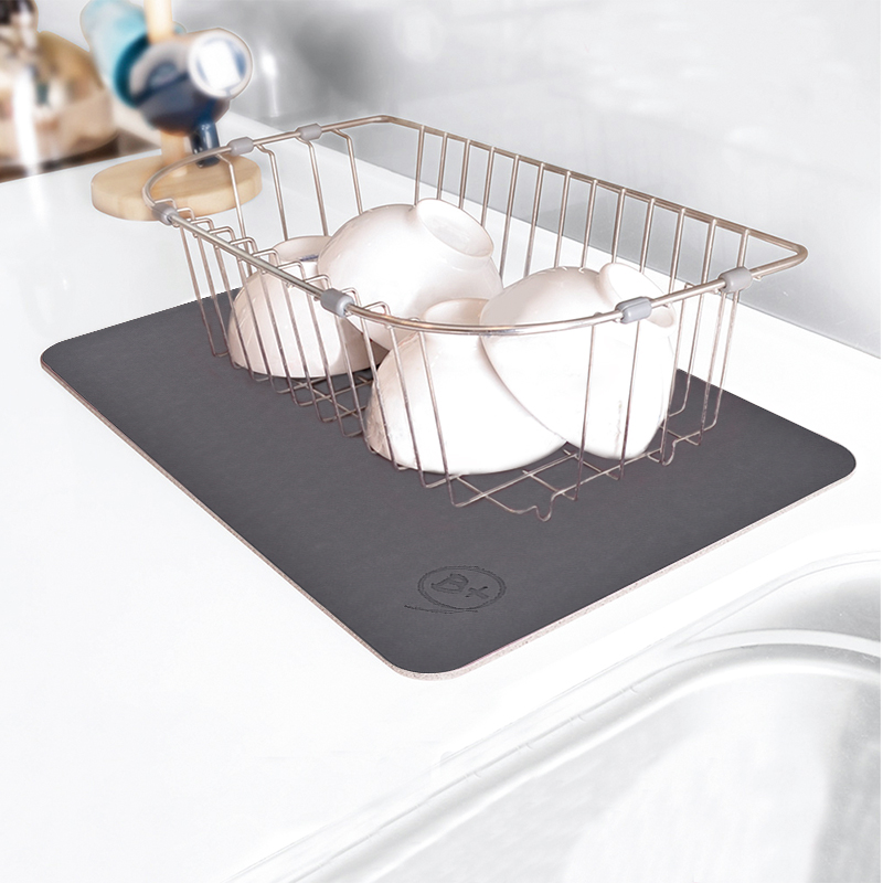 【Monster】 Soft Diatomaceous Earth Absorbent Sink Draining Mat (45x30cm) &ndash; Gray, , large