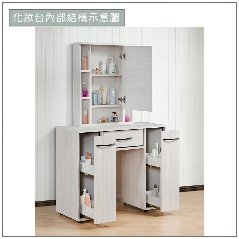 【唯熙傢俱】蘿拉鋼刷白3.2尺化妝台, , large