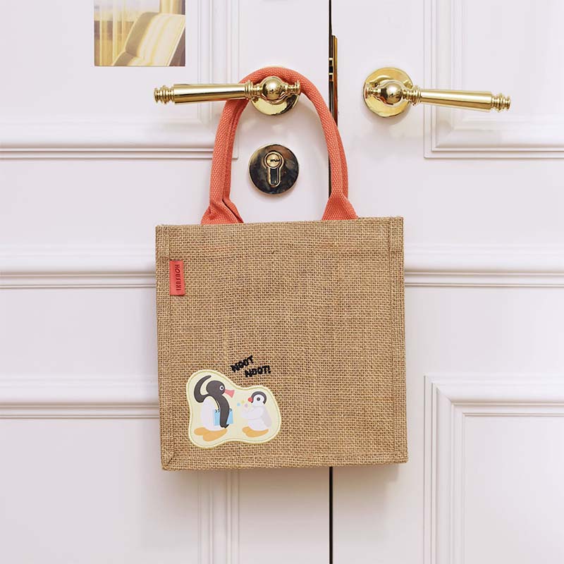 『HOUSUXI．舒希』PINGU-皮革刺繡麻布袋M(A4), , large