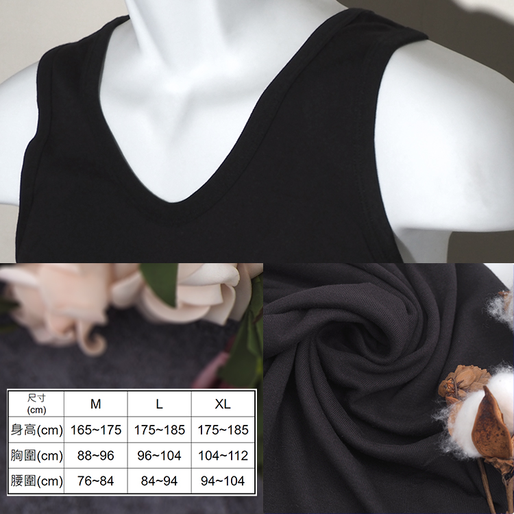 范倫提諾男V領背心內衣-黑色-1500-L-3件, , large
