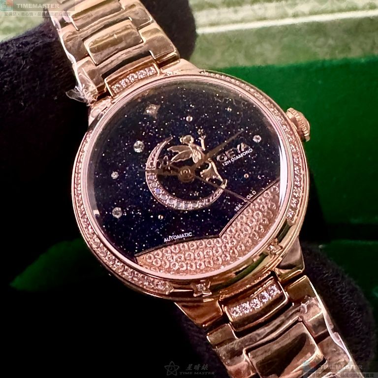[星晴錶業]GEYA手錶,30mm,G09020LHB黑色錶面玫瑰金錶殼玫瑰金色精鋼錶帶款, , large