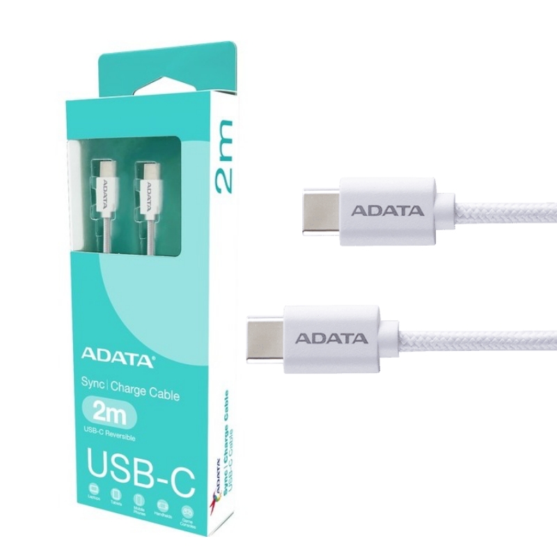 【ADATA 威剛】USB-C to USB-C 白色 充電傳輸線 編織線 長度 200cm, , large