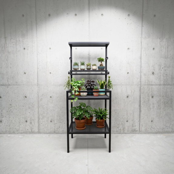 【 SHAONIANNA.TW 】工業風鐵製植物架｜一體成型免組裝・上層小層板可調, , large