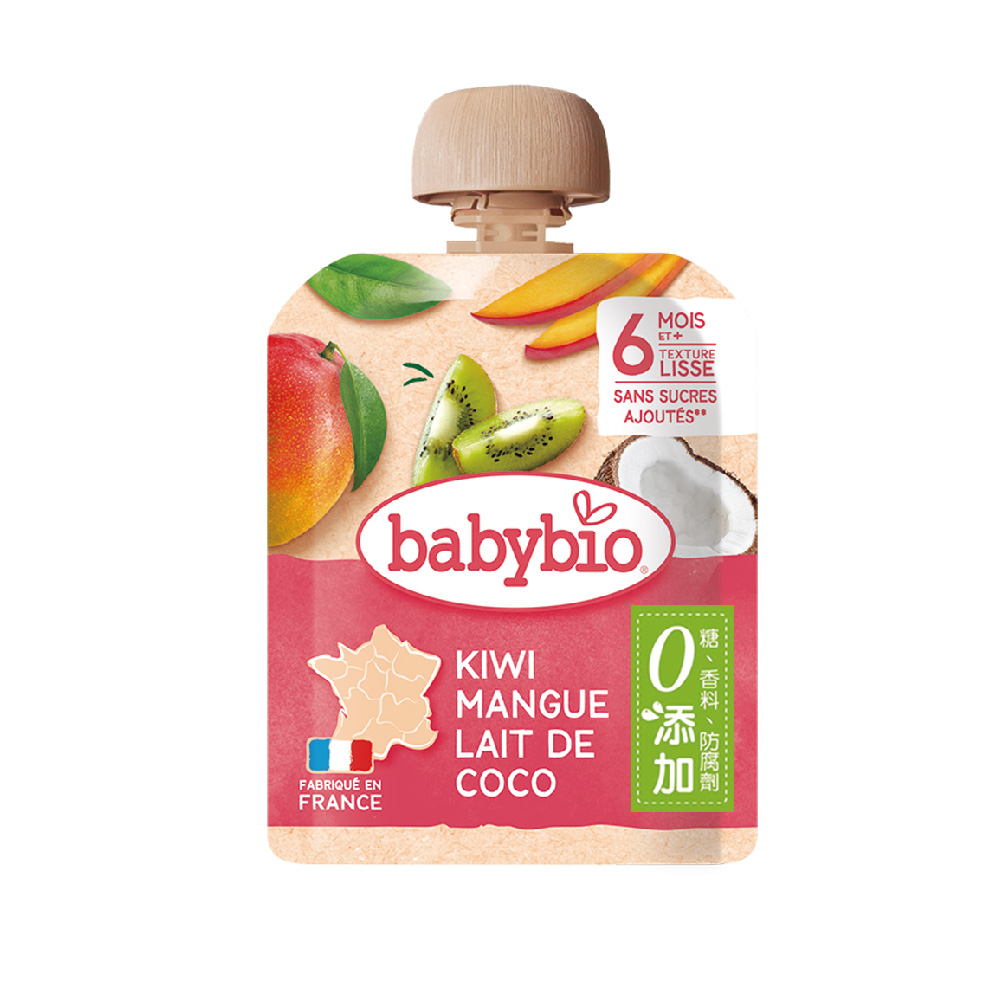 【綠動會】Babybio 生機奇異果芒果椰奶纖果泥90g, , large