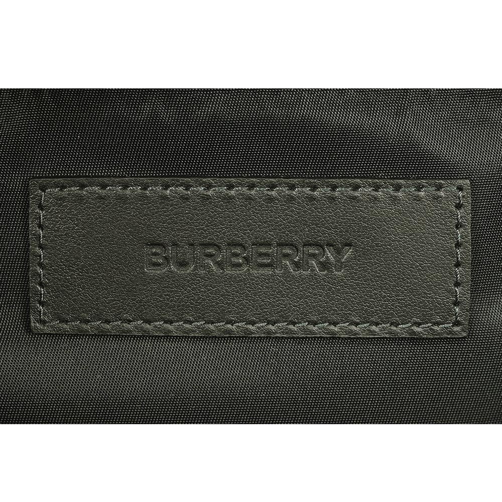 BURBERRY 格紋塗層帆布及牛皮收納包/手拿包/萬用包/炭灰色, , large