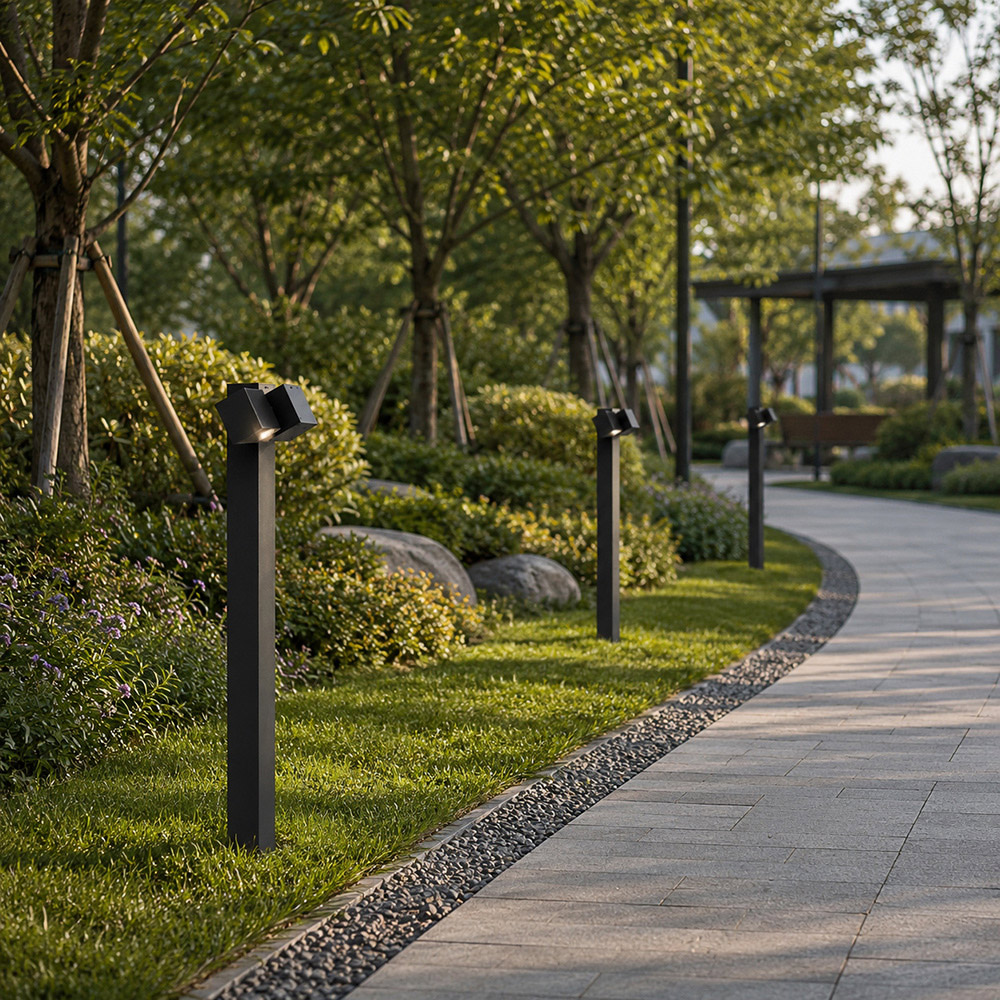 【H&R安室家】60CM直立式雙LED戶外燈 景觀燈 公園燈 庭園燈HR23102, , large