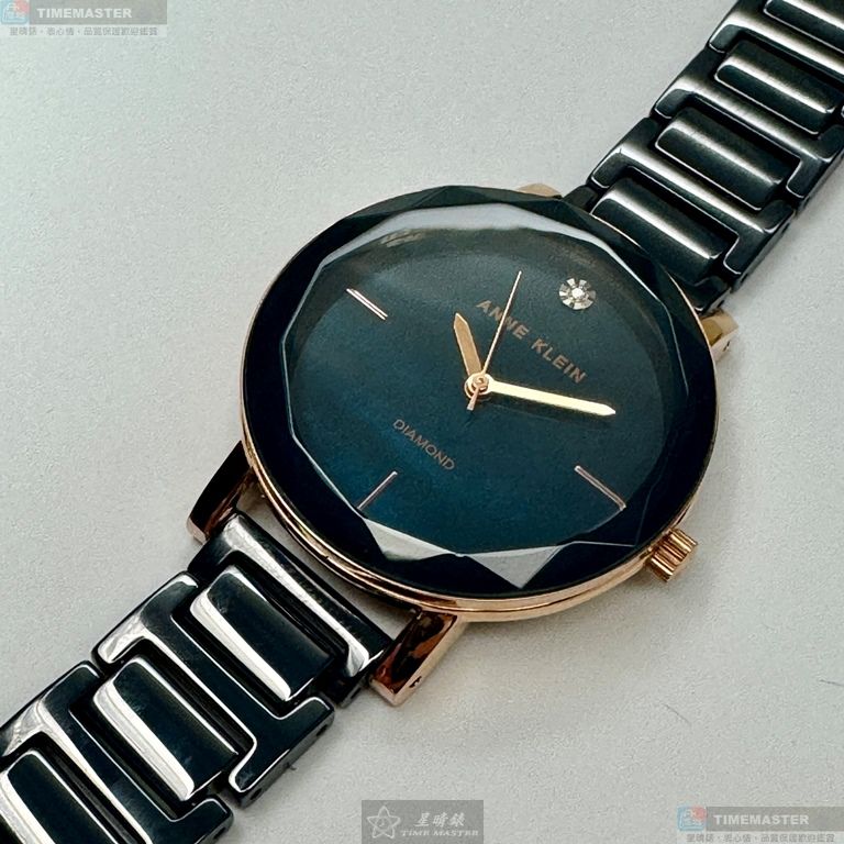 [星晴錶業]ANNE KLEIN手錶,32mm,AN00393墨綠色錶面玫瑰金錶殼墨綠色陶瓷錶帶款, , large