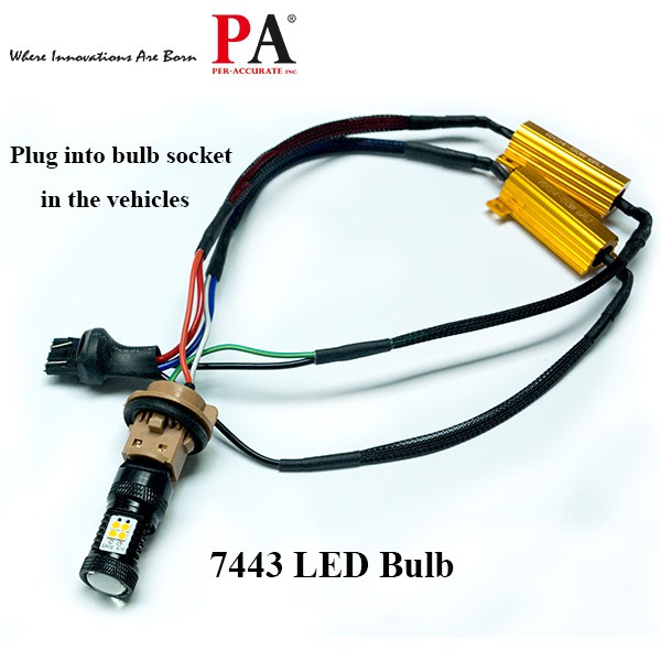 【PA LED】T20 雙芯 7443 對接式 解碼器 黃金電阻 消除 LED HID 故障燈 故障碼 警告燈 防快閃, , large