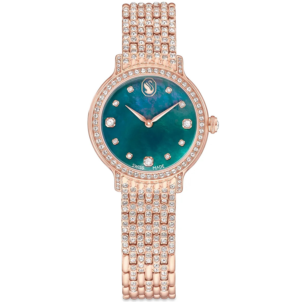 SWAROVSKI 施華洛世奇 Imber 輕奢時尚珍珠貝水晶女錶 手錶-綠x玫瑰/31mm 送禮 推薦(5746221), , large