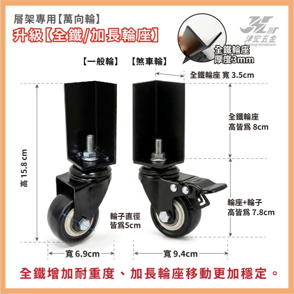 【津宏五金】層架專用配件【萬向輪、調整腳】加價購/台灣現貨/層架/耐重置物架, , large