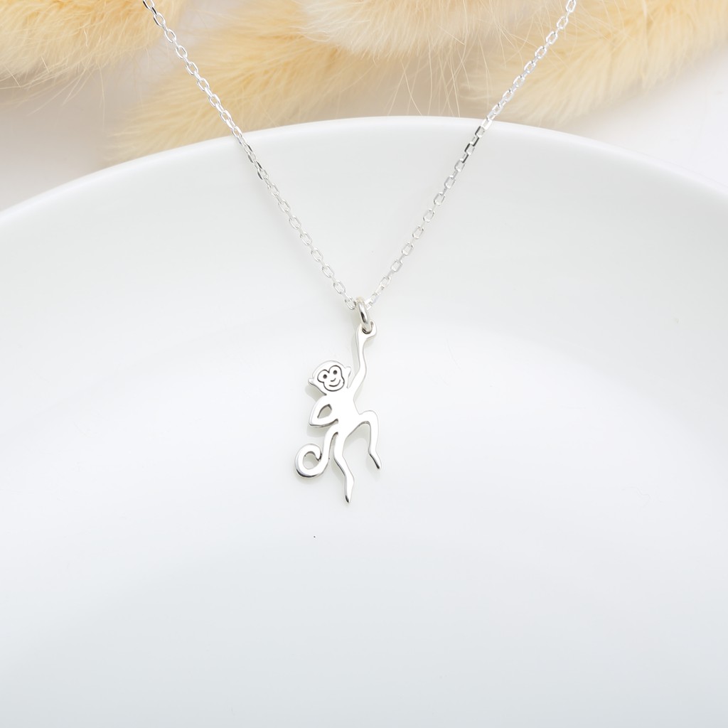 【Angel & Me】Cute Naughty Monkey s925 sterling silver necklace Birthday gift, , large