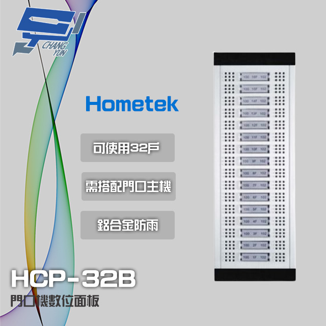 昌運監視器 Hometek HCP-32B 門口機面板 具32戶容量 鋁合金防雨 可搭配單按鍵門口主機, , large