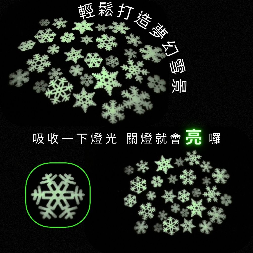GS MALL 台灣製造 買一送一 夜光小雪花片 裝飾牆貼 車貼 下雪 窗貼 壁貼 玻璃貼 造型貼 車窗貼, , large