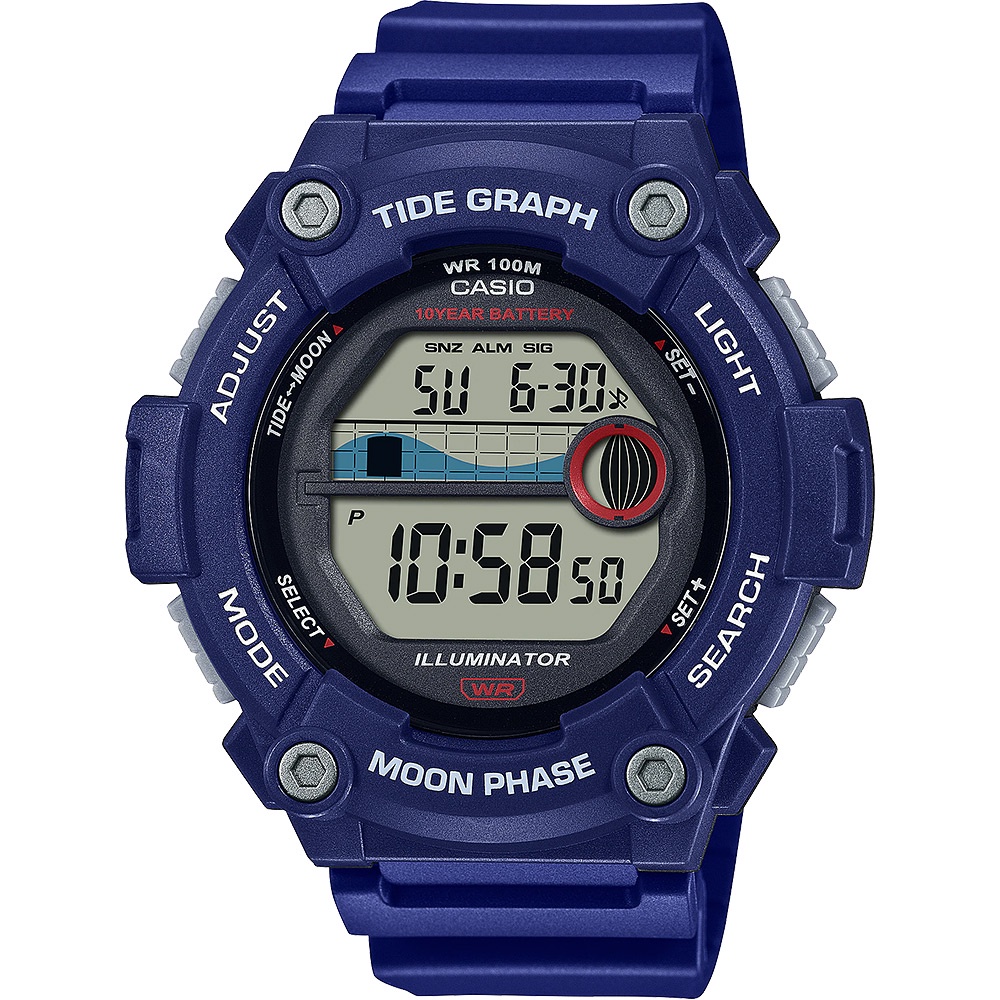 CASIO 卡西歐 10年電力 水上運動計時手錶-藍 WS-1300H-2AV, , large