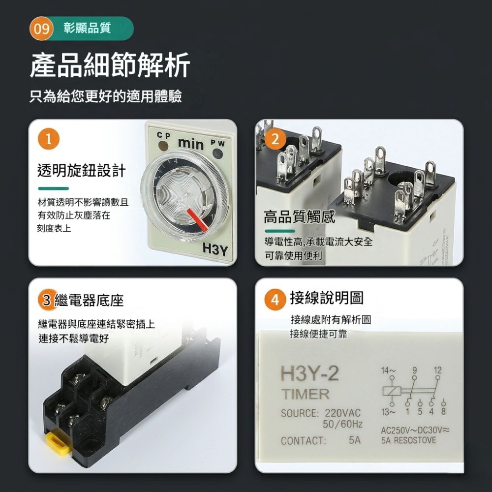 時間繼電器8腳2開2閉－AC220V【0-30分】, , large