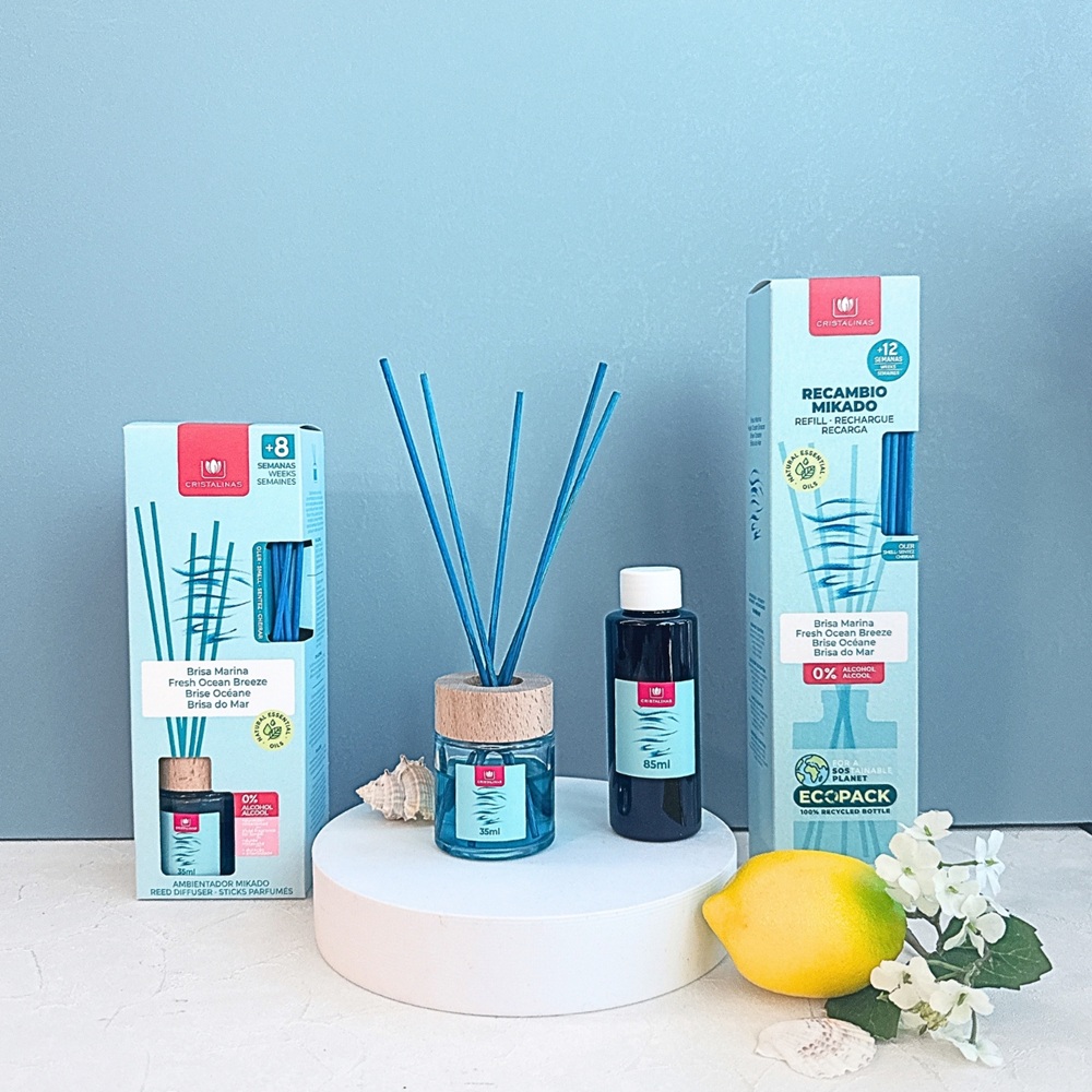 [西班牙CRISTALINAS] 經典室內擴香特惠組 _海洋微風( 經典35ml+ 補充瓶85ml) 無酒精 擴香瓶 清新香調 海洋香調 佛手柑, , large