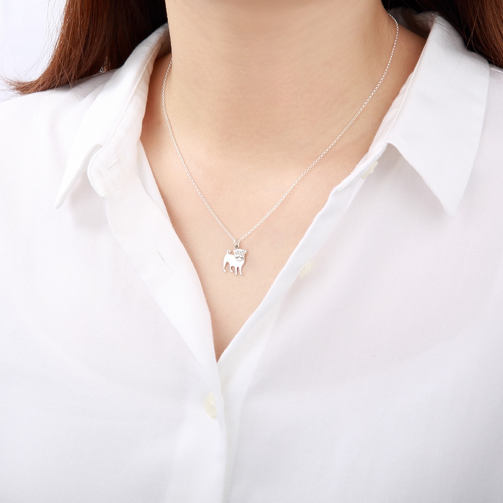 【Angel & Me】Cute Pug Dog s925 sterling silver necklace Birthday gift, , large