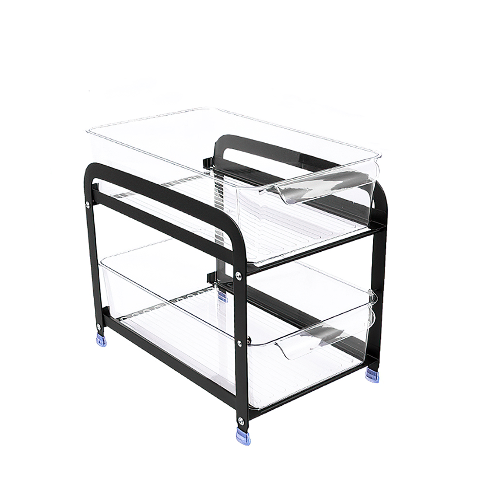 【上手家居】雙層廚房置物架 雙層黑色(廚下置物架/廚房收納/水槽置物架/廚下收納架), , large