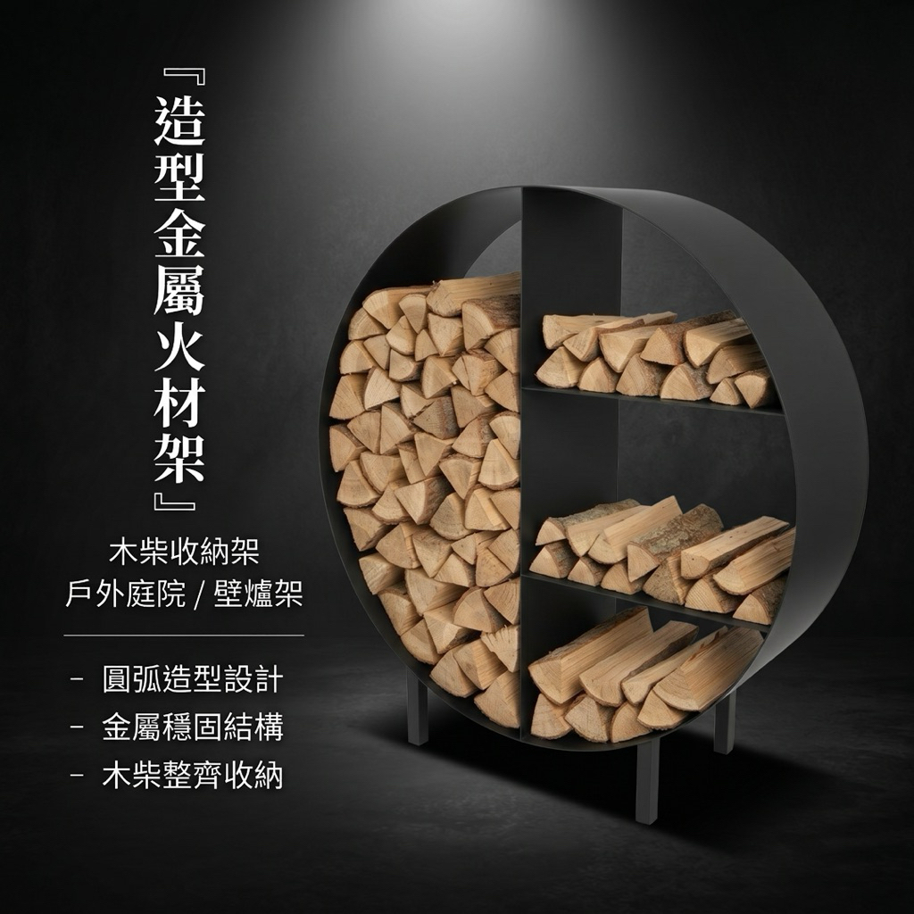 【 SHAONIANNA.TW 】造型金屬火材架 木柴收納架 戶外庭院壁爐架金屬火材架 木柴架 火爐架 庭院收納架 戶外木柴架, , large