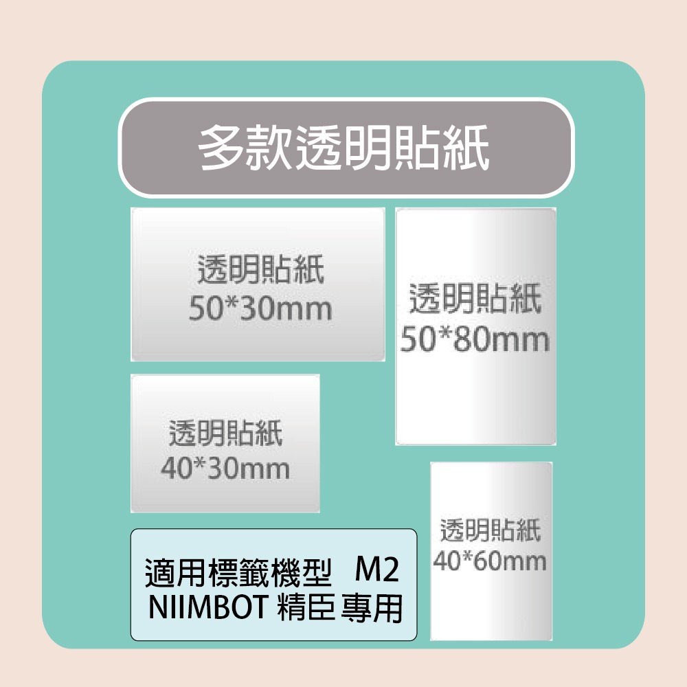 【NIIMBOT 精臣】 標籤機  透明 /捲 M2專用-多款可選, , large