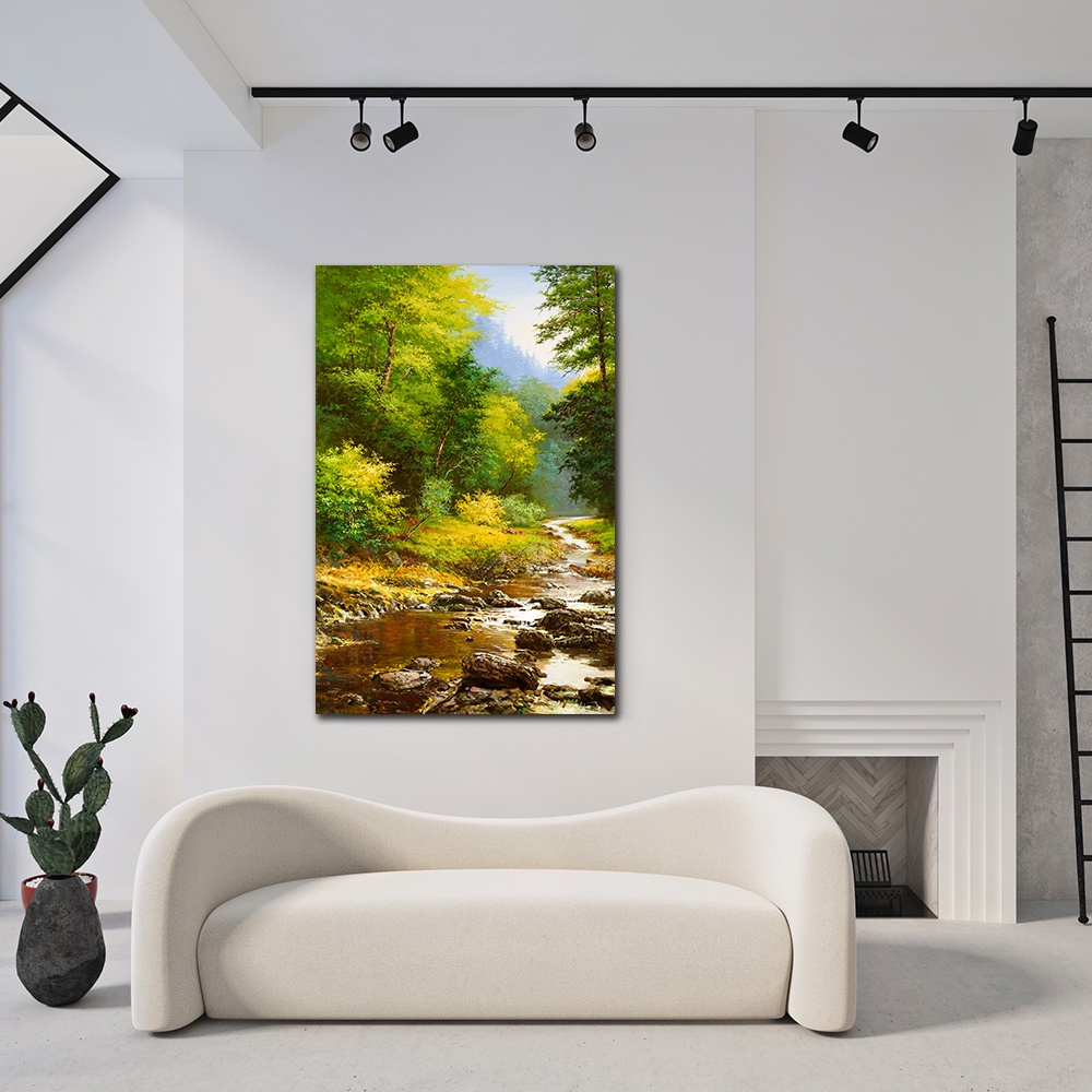 【御畫房】綠林風光 國家一級畫師手繪油畫60&times;90cm(VF-25), , large