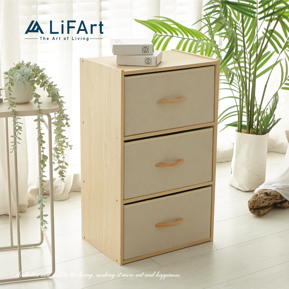 【LiFArt】MIT日系簡約三層抽屜收納櫃-春日橡木色, , large