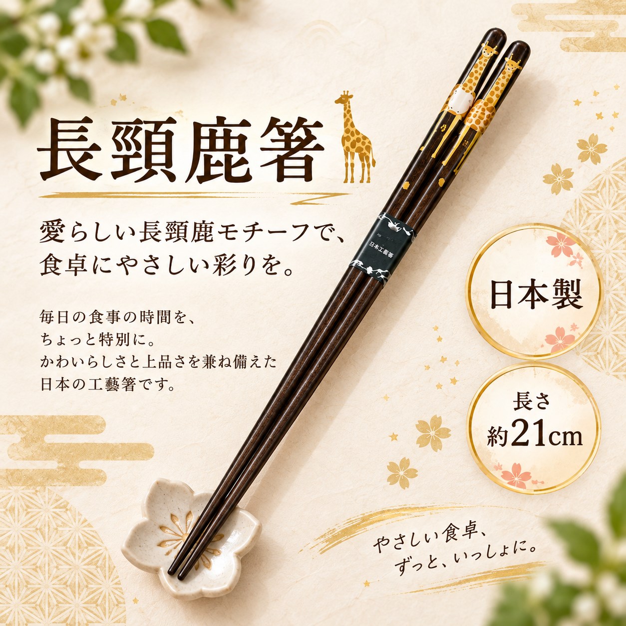 【HIYASU日安工坊】日本工藝箸-長頸鹿, , large