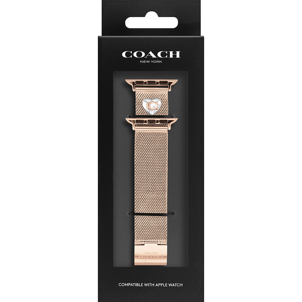 COACH Apple Watch 錶帶 38/40/41mm 適用 米蘭鍊帶 C字愛心錶帶-玫瑰金(不含手錶), , large