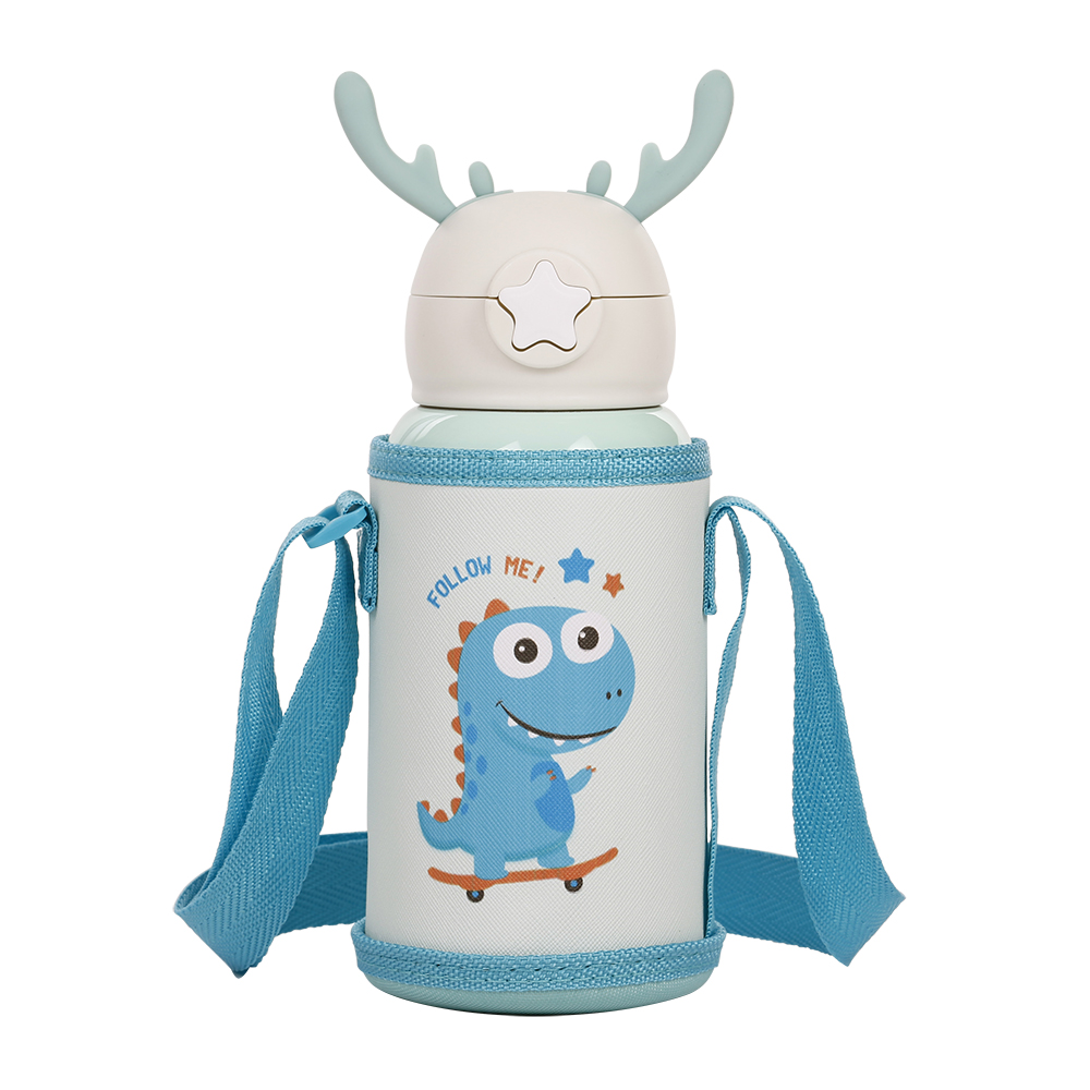 Straw thermos bottle, 恐龍, large
