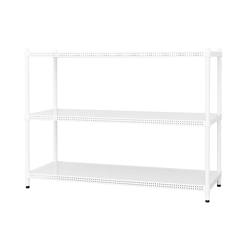 【Y HOUSE】120x45x75cm perforated plate three-layer shelf perforated plate shelf iron rack - paint white, , large