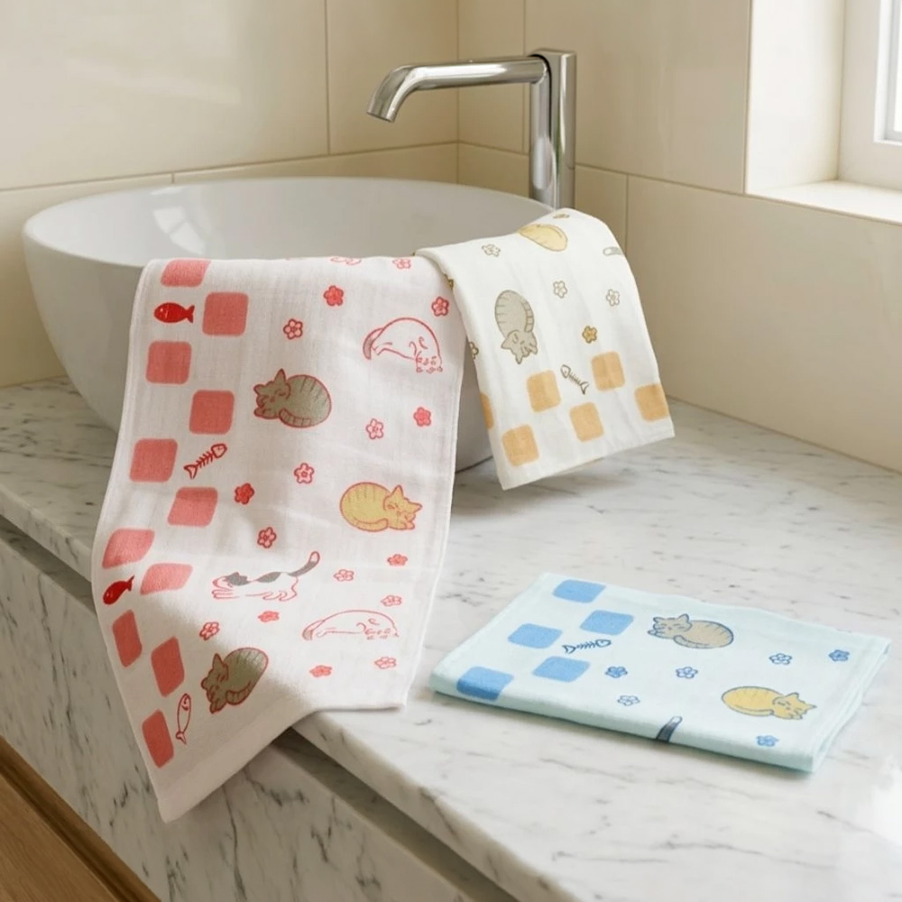 [Kaimei Cotton Industry] 8 in the group, random and excellent, MIT made in Taiwan, cute half-cotton, half-gauze children's towel, pure cotton, soft, comfortable and water-absorbent, , large