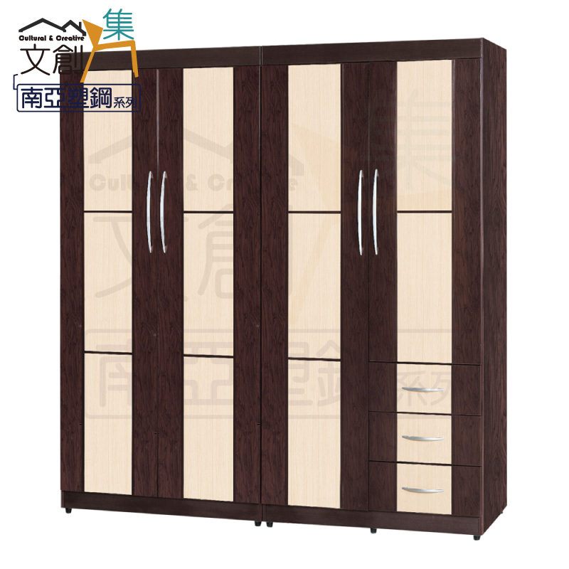 【文創集】杜亞 環保6尺南亞塑鋼四門三抽高衣櫃/收納櫃(客約商品), , large