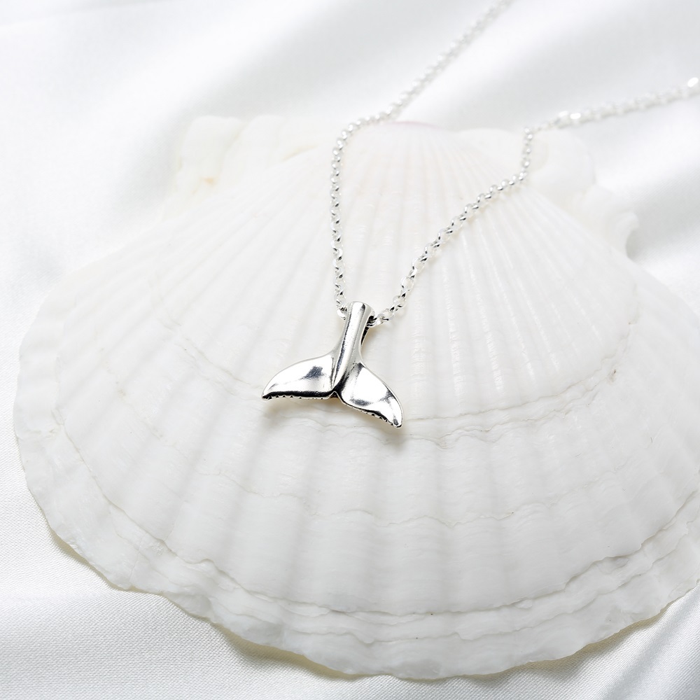 【Angel & Me】Large Whale tail s925 sterling silver necklace Birthday gift, , large