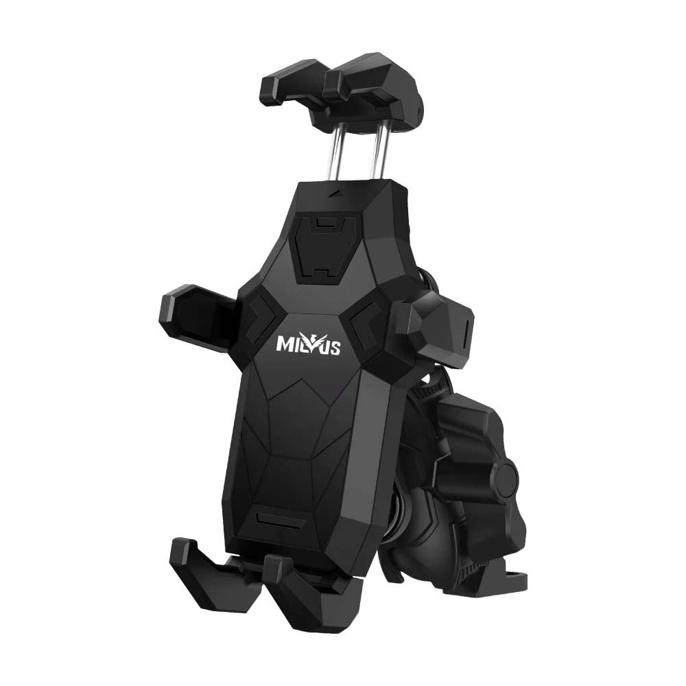 【山水之寶】MILVUS 機車手機架 後視鏡座後照鏡 歪嘴球頭款 減震機車手機架 黑色 ME30 機車車架, , large