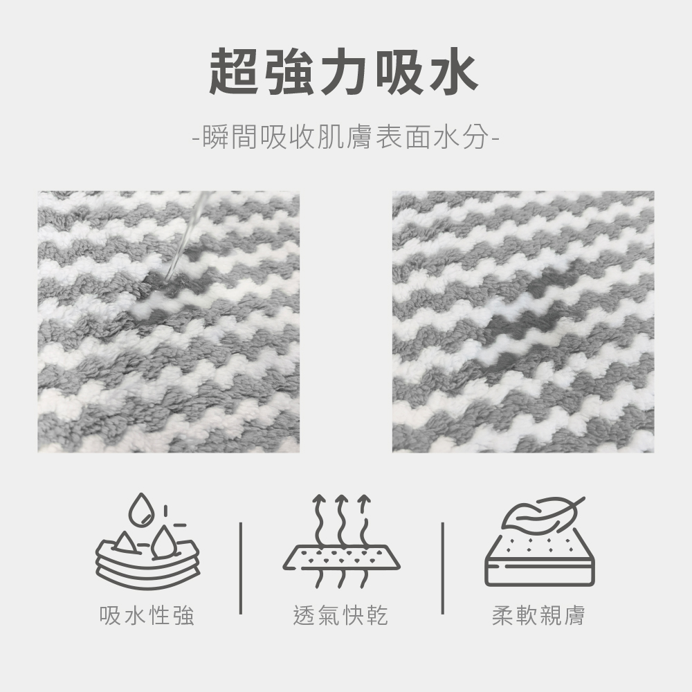 百特兔親水柔膚條紋浴巾_灰白, , large