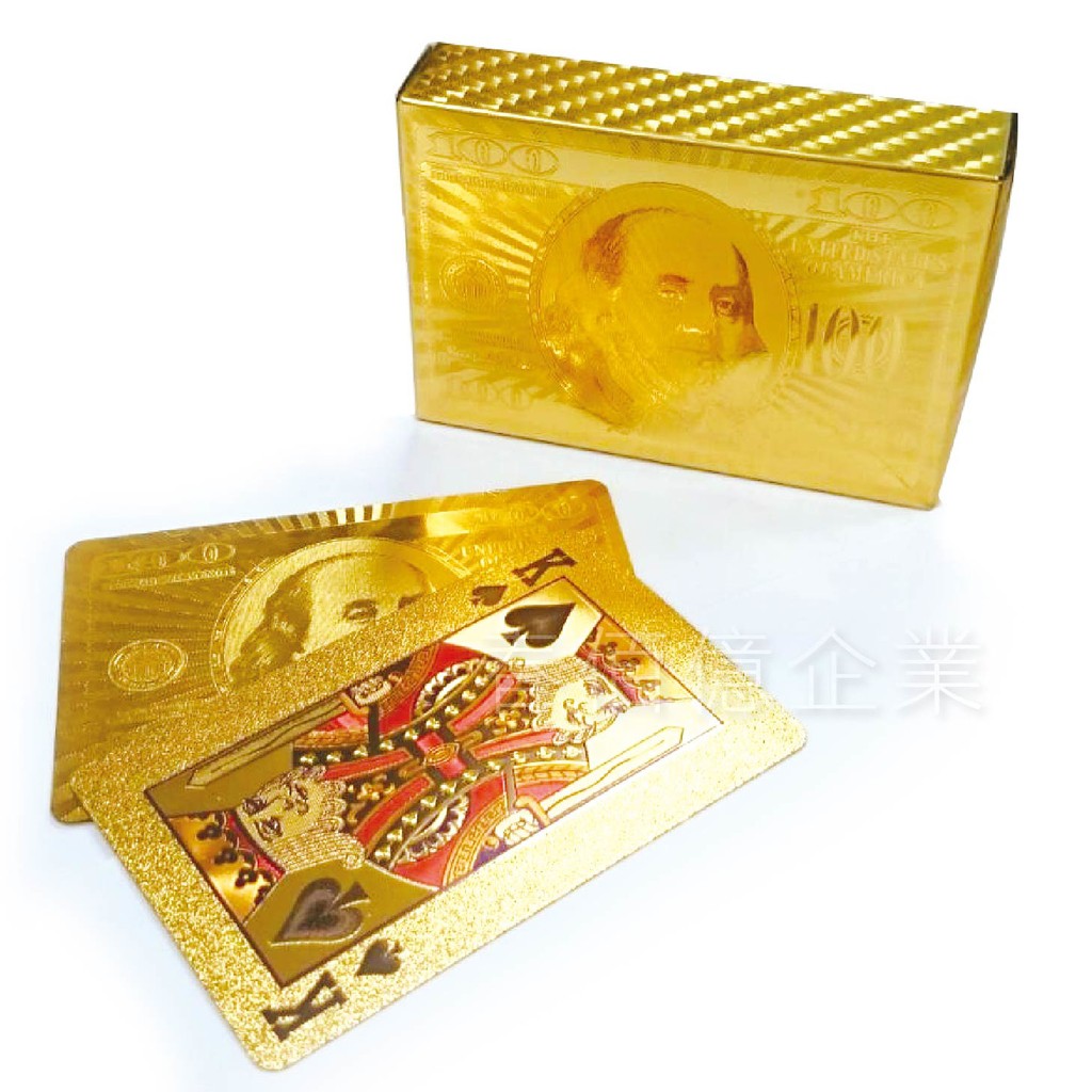 喜氣洋洋黃金撲克牌 金色防水撲克牌 招財撲克牌 金光閃閃撲克牌, , large
