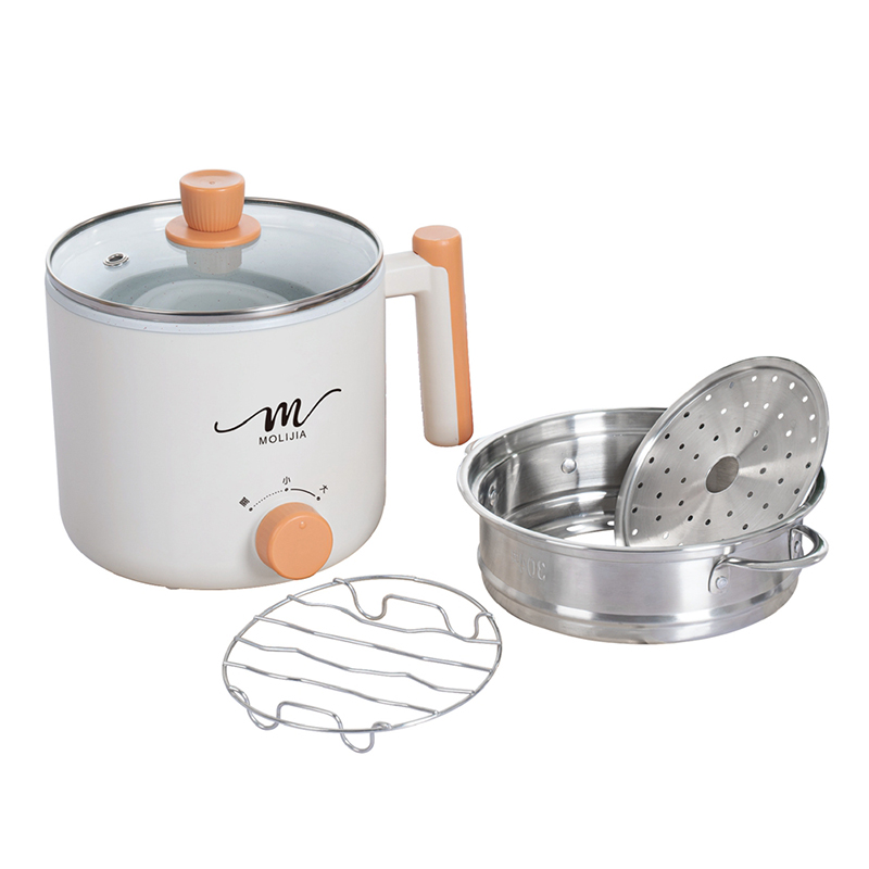 【MOLIJIA】1.8L-M28 Double-Layer Anti-Scalding Non-Stick Cooker + M0819 Stainless Steel Steamer - Simple White, , large