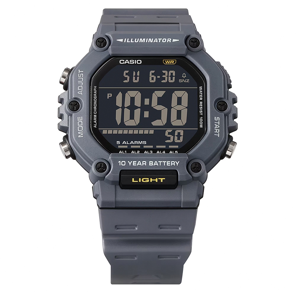 CASIO 卡西歐 大屏幕顯示 10年電力手錶-鐵灰 AE-1600H-8BV, , large