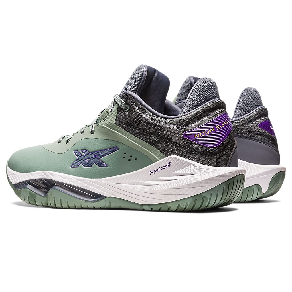 ASICS NOVA SURGE LOW 男籃球鞋 緩衝 彈跳型 耐磨 避震緩衝 1061A043 23SSO【樂買網】, 100 白綠,26.5cm, large